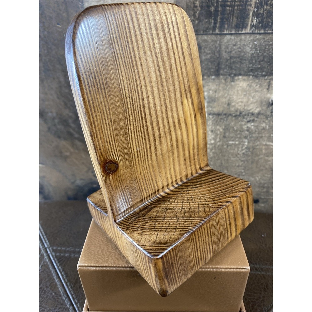 Handmade Solid Douglas Fir Wood Phone Stand Desk Brown Walnut Not Charging Stand